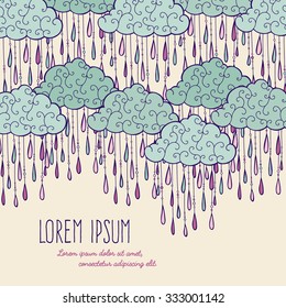 Vector hand-drawn template, banner for greeting cards, invitations, vintage abstract background with place for text