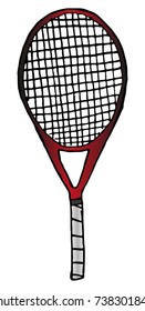 Vector hand-drawn tennis racket isolated on white background