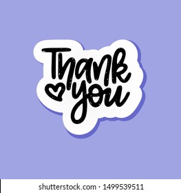 Vector hand-drawn thank you paper speech bubble with a shadow