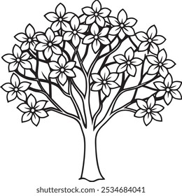 Vector hand-drawn tree watercolor illustration on a white background. tree silhouettes Vector illustration. Tree silhouette vector artwork