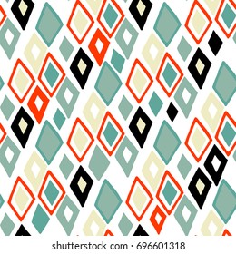 Vector handdrawn tribal geometric pattern. Color boho styled doodle background.