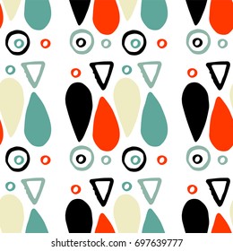 Vector handdrawn tribal geometric pattern. Color boho styled doodle background.