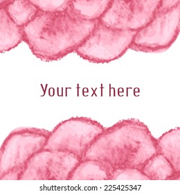 Vector hand-drawn watercolor background with pink roses petals. Floral banner or invitation template