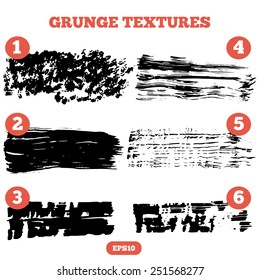 Vector hand-drawn watercolor grunge splashes and textures. 