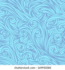 Vector hand-drawn waves pattern. Seamless abstract hand-drawn pattern.Waves template. Seamless pattern can be used for wallpapers, web page backgrounds or wrapping papers. EPS 8. 