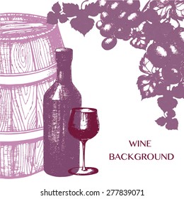 vector hand-drawn wine background in sketch style