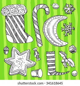 Vector hand-drawn xmas symbols