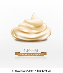 vector handful cream (mayonnaise) swirl, isolated on white background