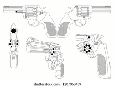 Vector. Hand-held firearms of last hope. Fail-safe revolver without fuse. The length of the trunk is four inches.