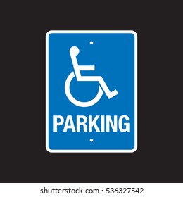 A vector handicap parking sign on a plain black background.