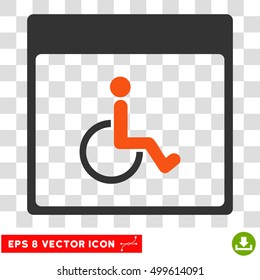 Vector Handicapped Calendar Page EPS vector icon. Illustration style is flat iconic bicolor orange and gray symbol on a transparent background.