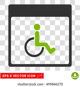 Vector Handicapped Calendar Page EPS vector pictograph. Illustration style is flat iconic bicolor eco green and gray symbol on a transparent background.