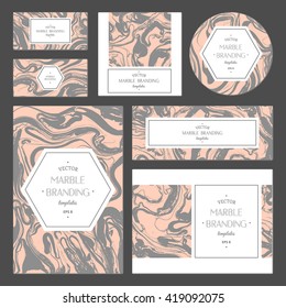 Vector handmade abstract marbling cards, invitations, branding cards.