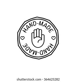 Vector hand-made badge trendy modern style black and white