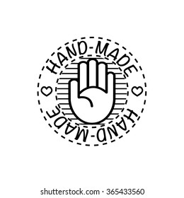 Vector hand-made badge trendy modern style black and white