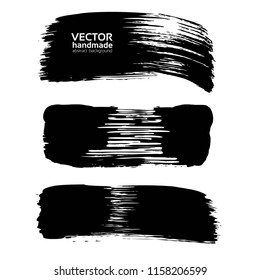 Vector handmade black textured smears isolated on a white background