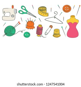 Vector handmade crafts. Hand made tools card background template