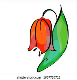 Vector handmade digital floral spring sketch background with beautiful tulip for design floristic logo 