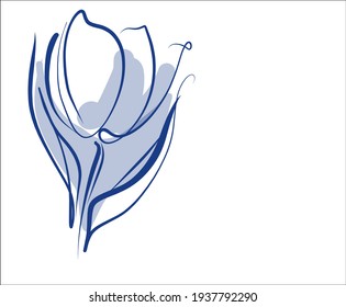 Vector handmade digital floral spring sketch background with beautiful tulip for design floristic logo 