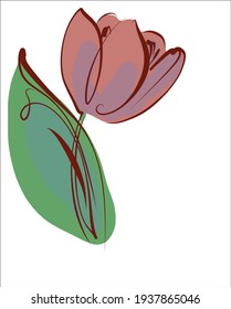 Vector handmade digital floral spring sketch background with beautiful tulip for design floristic logo 