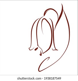Vector handmade digital floral spring sketch background with beautiful tulip for design floristic logo 