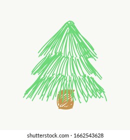 Vector of a handmade doodle of a pine tree, a Christmas tree.