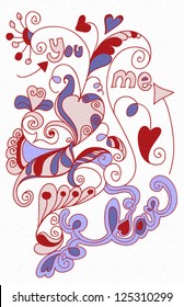 Vector handmade drawing "me love you", all colors in separate layers for easy adjustments.