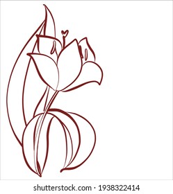 Vector handmade fashion digital floral background with beautiful tulip for design florist logo 