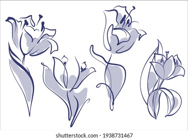 Vector handmade fashion digital floral background with beautiful tulip for design florist logo 