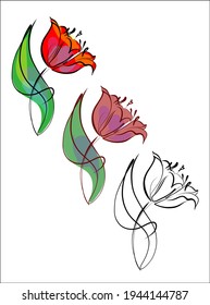 Vector handmade fashion digital floral spring sketch with beautiful tulip for design florist logo 