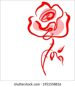 Vector handmade fashion digital floral sketch background with beautiful rose for design flower logo 