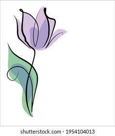 Vector handmade fashion digital floral sketch background with beautiful tulip for design florist logo 