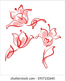 Vector handmade fashion digital floral sketch background with beautiful flower for design logo 