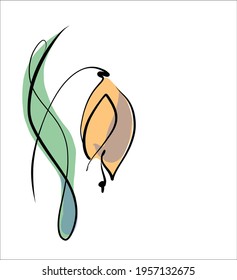 Vector handmade fashion digital floral sketch background with beautiful tulip for design florist logo and Easter card 
