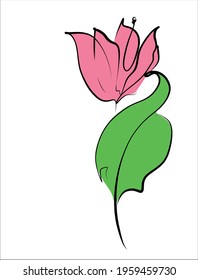 Vector handmade fashion digital floral sketch background with beautiful tulip for design florist logo 