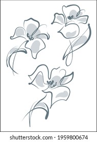 Vector handmade fashion digital floral sketch set with beautiful flower tulip for design florist logo 