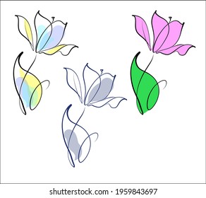 Vector handmade fashion digital floral sketch background with beautiful tulip for design florist logo 