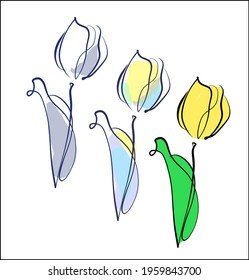 Vector handmade fashion digital floral sketch background with beautiful tulip for design florist logo 