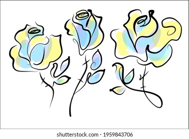 Vector handmade fashion digital floral sketch background with beautiful rose for design valentine card and florist logo 