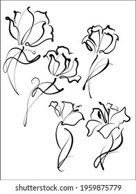 Vector handmade fashion digital floral sketch background with beautiful flower for design logo 
