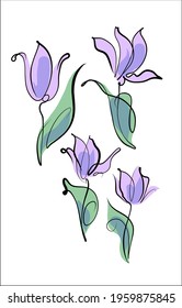 Vector handmade fashion digital floral sketch background with beautiful tulip for design florist logo and Easter card 