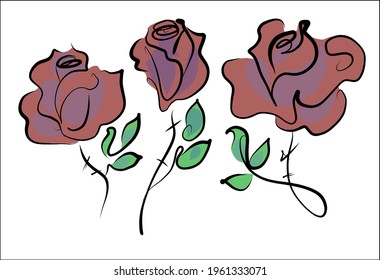 Vector handmade fashion digital floral sketch background with beautiful rose for design valentine card and florist logo 