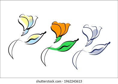 Vector handmade fashion digital floral sketch background with beautiful tulip for design florist logo and Easter card 