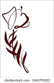 Vector handmade fashion digital floral sketch background with beautiful tulip for design flower logo 