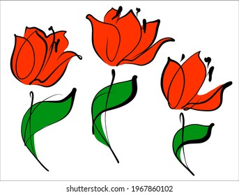Vector handmade fashion digital floral sketch background with beautiful tulip for design flower logo 