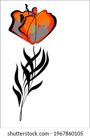 Vector handmade fashion digital floral sketch background with beautiful tulip for design flower logo 