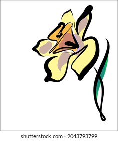 Vector handmade fashion digital floral sketch illustration with beautiful narsissus for design floral logo 