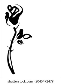 Vector handmade fashion digital floral valentine sketch background with beautiful rose for design flower logo 