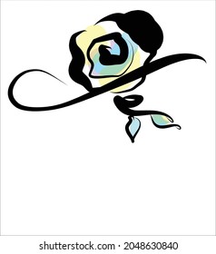 Vector handmade fashion digital floral valentine sketch background with beautiful rose for design flower logo 