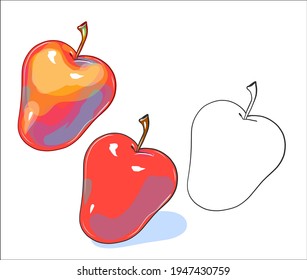 Vector handmade fashion digital food sketch set with fruit apple for design logo 
